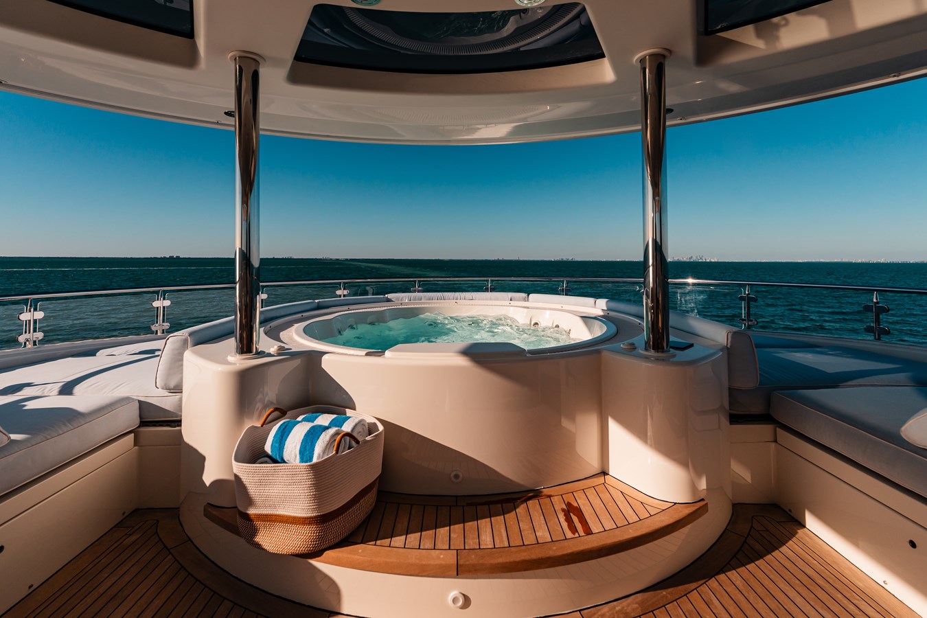 Westport 130 Blue Time sundeck jacuzzi with ocean views