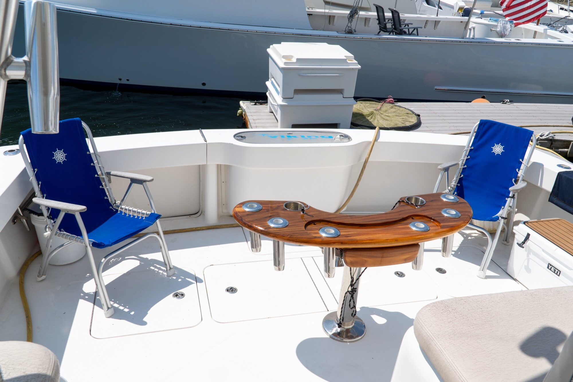 Viking 45 Open The Wroe Boat cockpit fishing deck from above