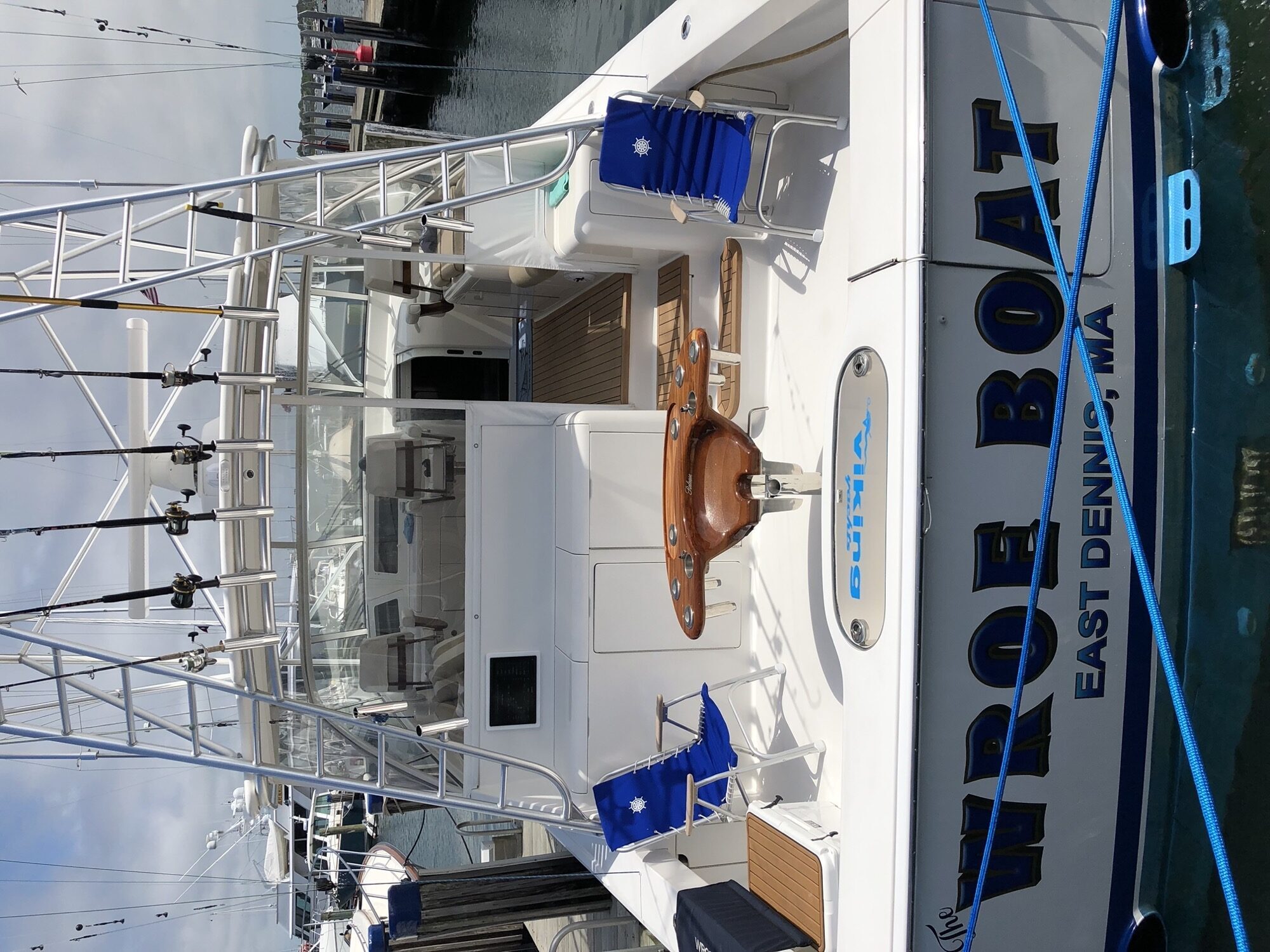 Viking 45 Open The Wroe Boat stern transom name East Dennis MA